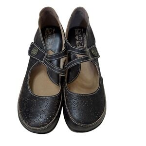 Spring Step LArtiste Black Leather Perforated Mary Jane Comfort Shoes Womens 7.5